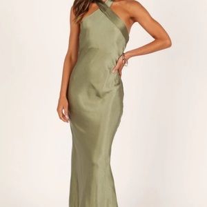 Petal and Pup Olive Satin Dress- Size 2